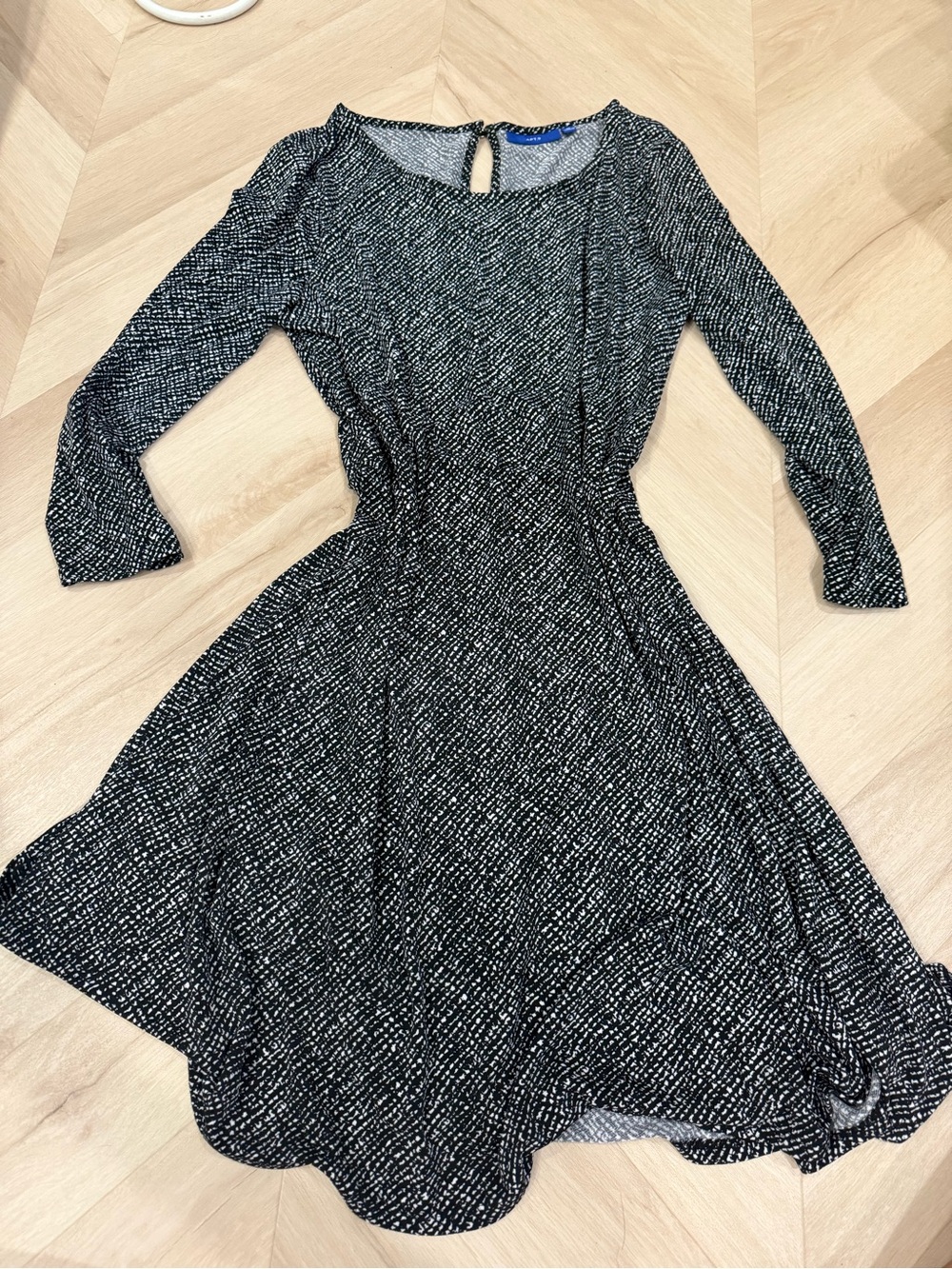 Apt. 9 Black & White Long Sleeve Fit-and-Flare Dress